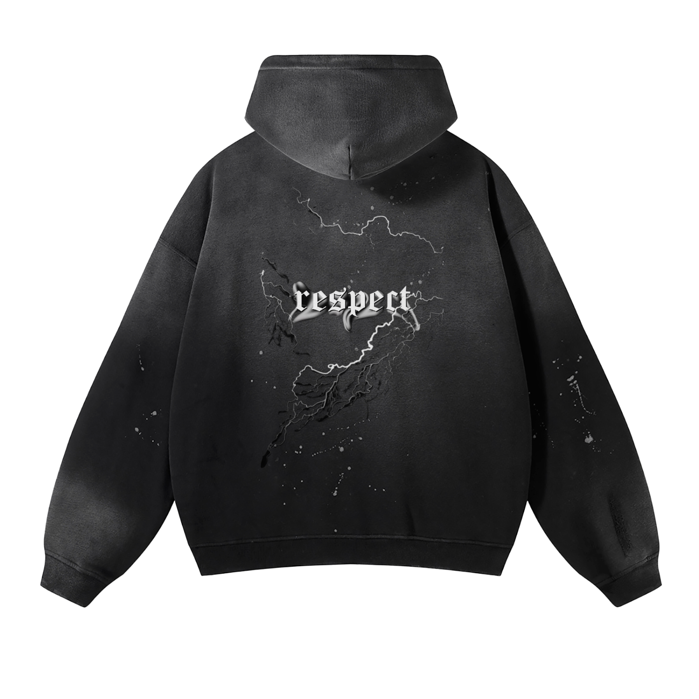 Vintage Wash Frayed Fleece Hoodie - 360 GSM