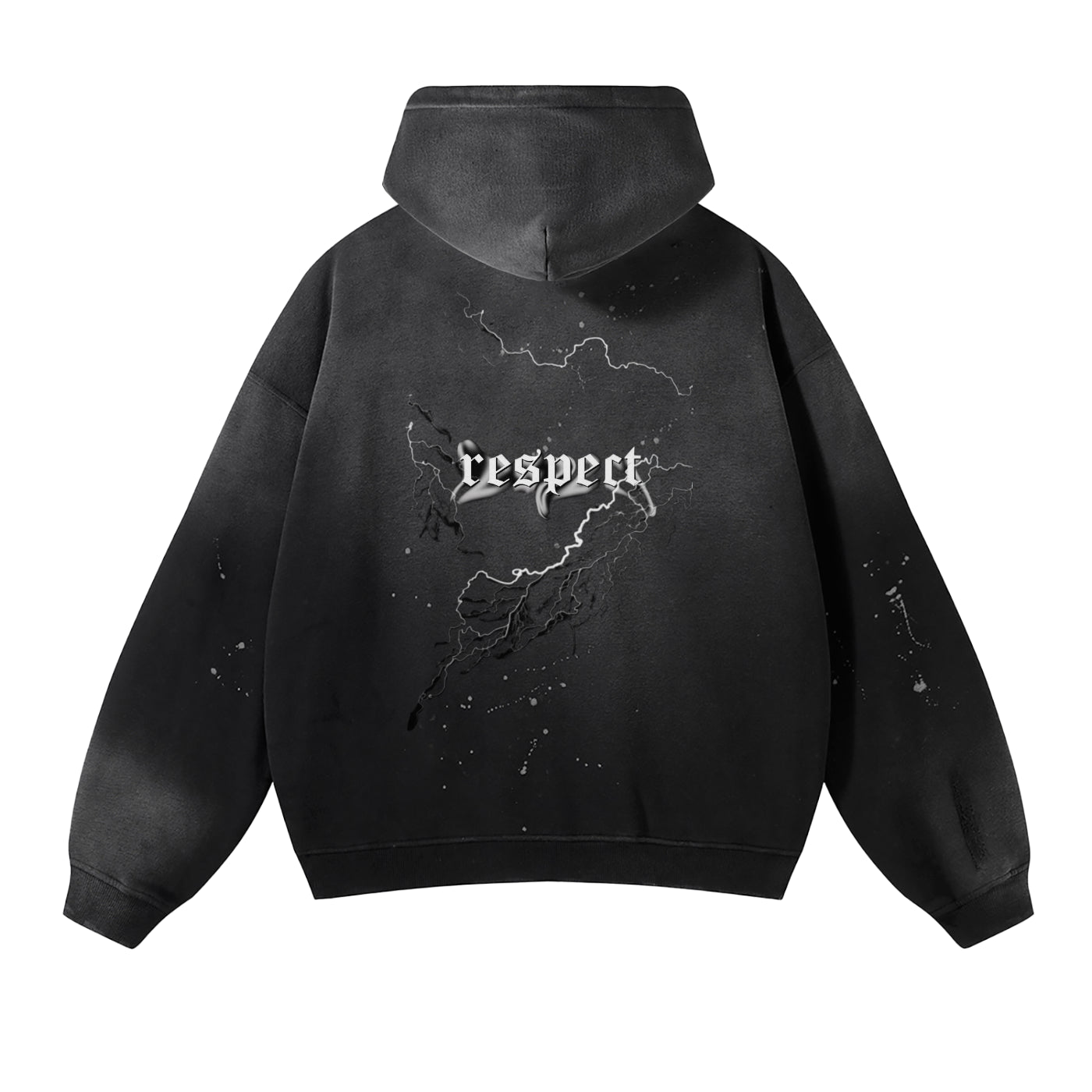 Vintage Wash Frayed Fleece Hoodie - 360 GSM